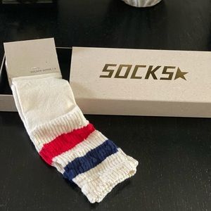 Golden Goose cotton rib socks Old White/Red/Navy Unisex size small